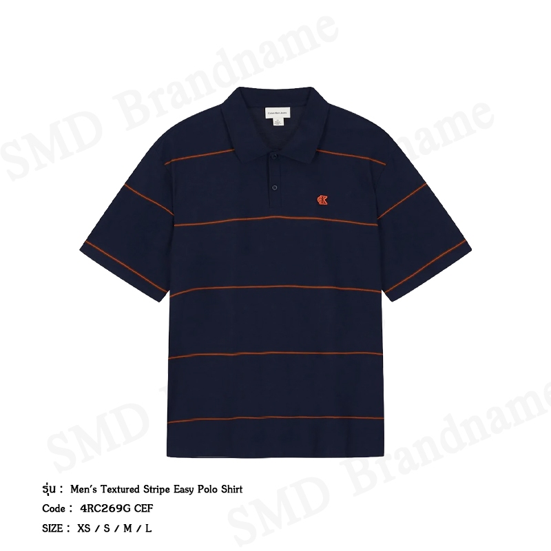 Calvin Klein Jeans เสื้อโปโลผู้ชาย รุ่น Men's Textured Stripe Easy Polo Shirt Code: 4RC269G CEF