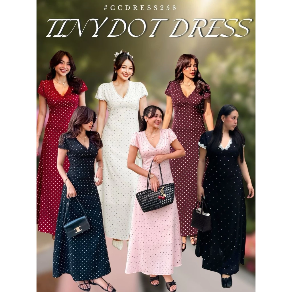 Chuuclothing Tiny dot dress[พรี 7-14 วัน ดำ ชมพู]มีพร้อมส่งและพรีแต่ระบบจะขึ้นว่าพรีนะคะ