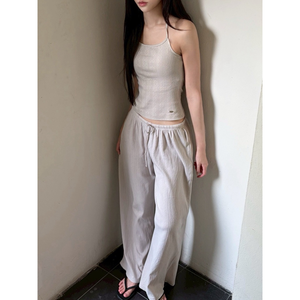 Lola - pointelle halter top (เปลี่ยนลายผ้า) | เสื้อคล้องคอผ้า cotton
