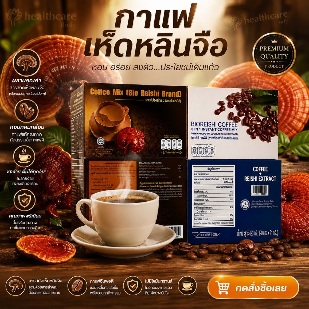 Bio Reishi Coffee unicity กาแฟเห็ดหลินจือ  กาแฟ ไบโอริช ส่งด่วนแท้100%