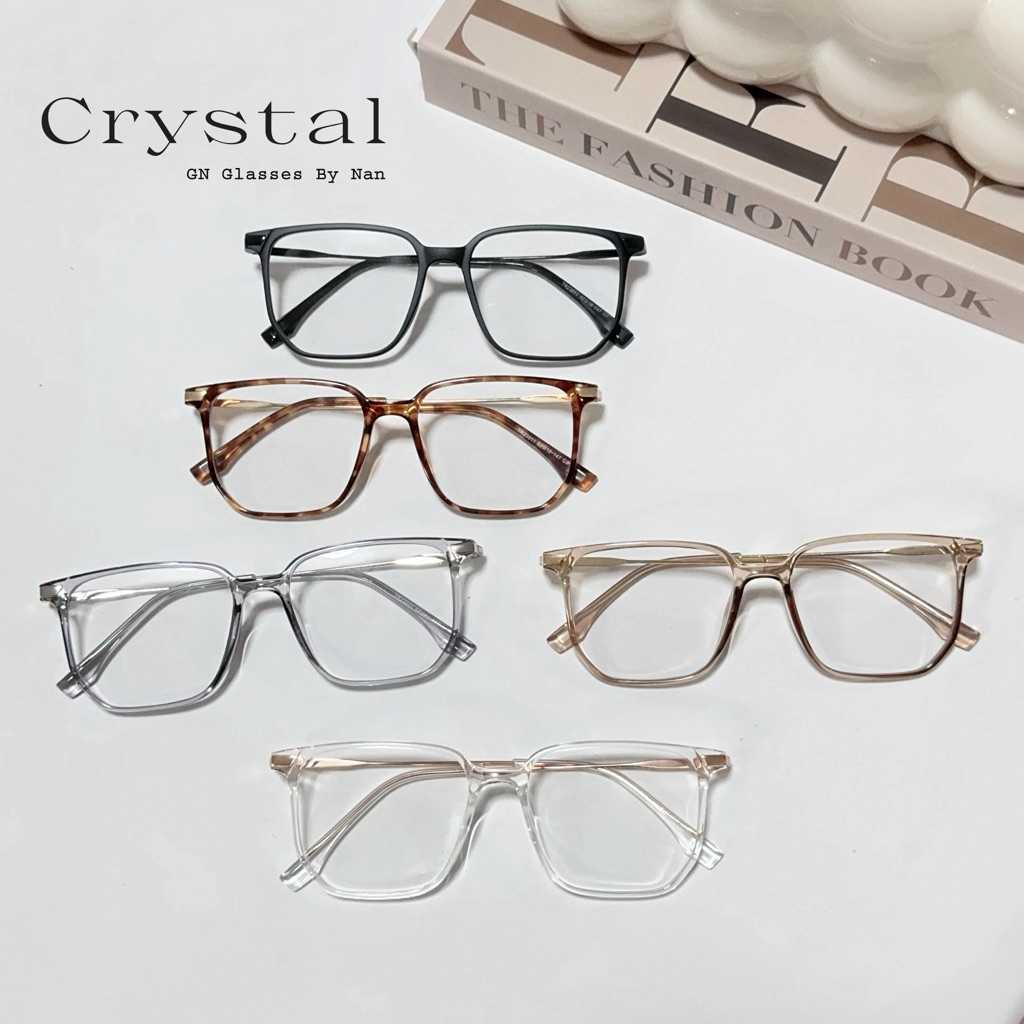 Crystal กรอบแว่นสายตา TR90 ทรงเหลี่ยมมินิมอล น้ำหนักเบา สไตล์เกาหลี ผู้หญิง ผู้ชาย(ตัดเลนส์แท้จากHitop)