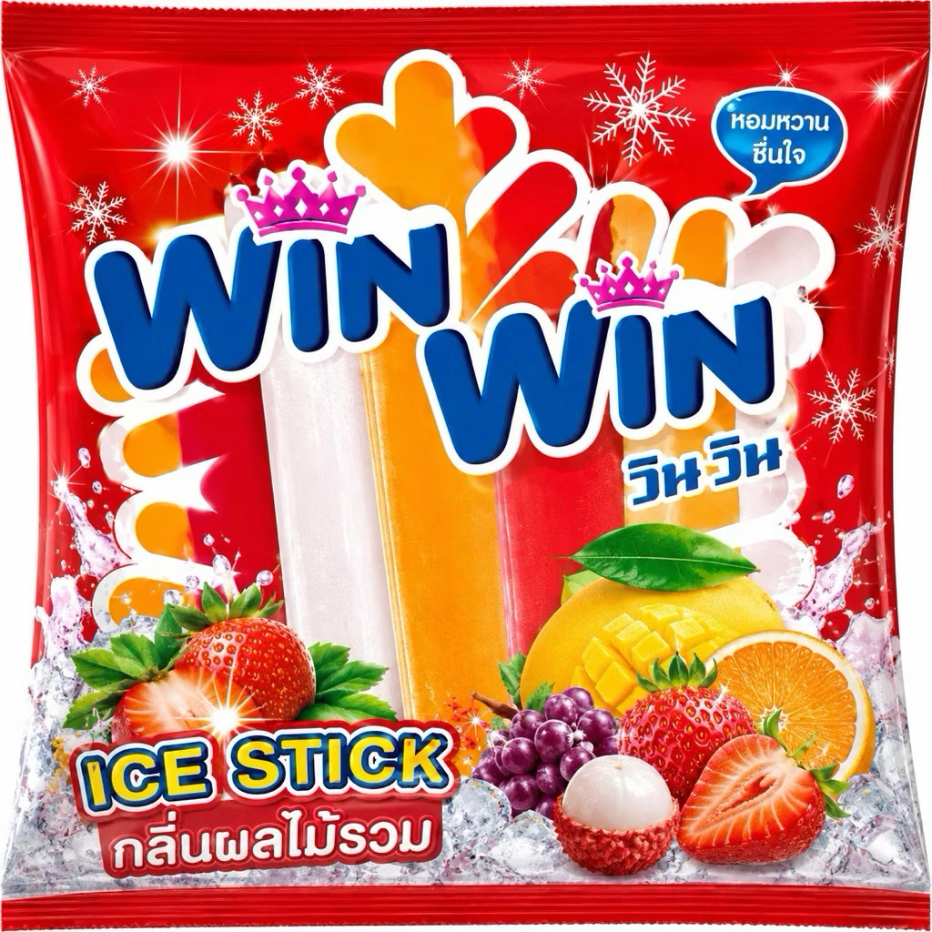 ดีโด้หลอด วินวิน ผลไม้รวม 35 มล แพ็ก 13 หลอด สินค้าพร้อมส่ง Win Win ice stick mix fruit Deedo
