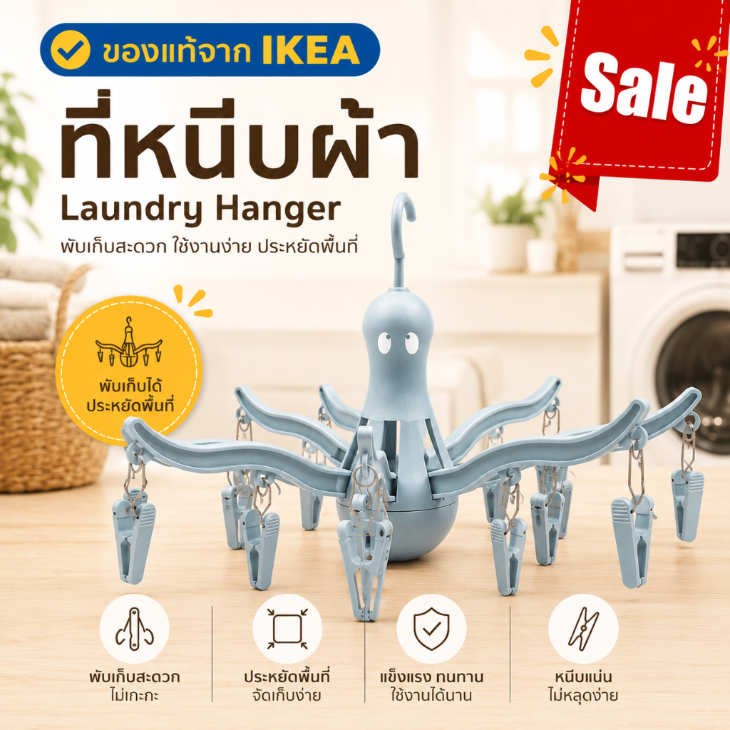 **SALE** ที่หนีบผ้า ที่ตากผ้าแบบไม้หนีบ - Laundry Hangers IKEA (พร้อมส่ง‼️)🔥🔥 จากอิเกีย💯