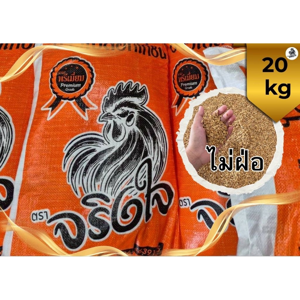 ข้าวเปลือกไก่ ข้าวไก่ชน เมล็ดสั้น อาหารนกเล็ก ตราตริงใจ 20 kg