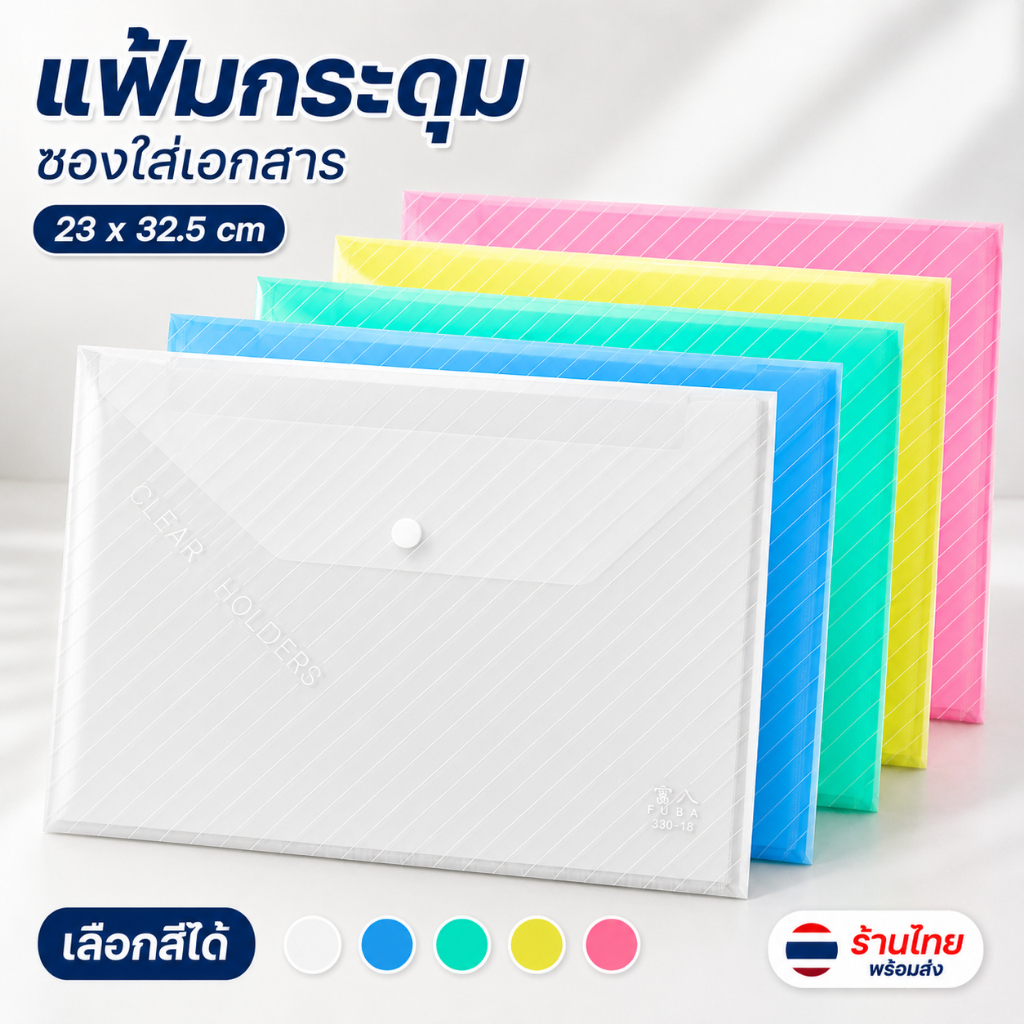 🌈แฟ้มเอกสาร A4 แบบกระดุม🌈แฟ้มกระดุม ซองใส่เอกสาร📌✅พร้อมส่งในไทย เครื่องเขียน แฟ้มซองพลาสติก