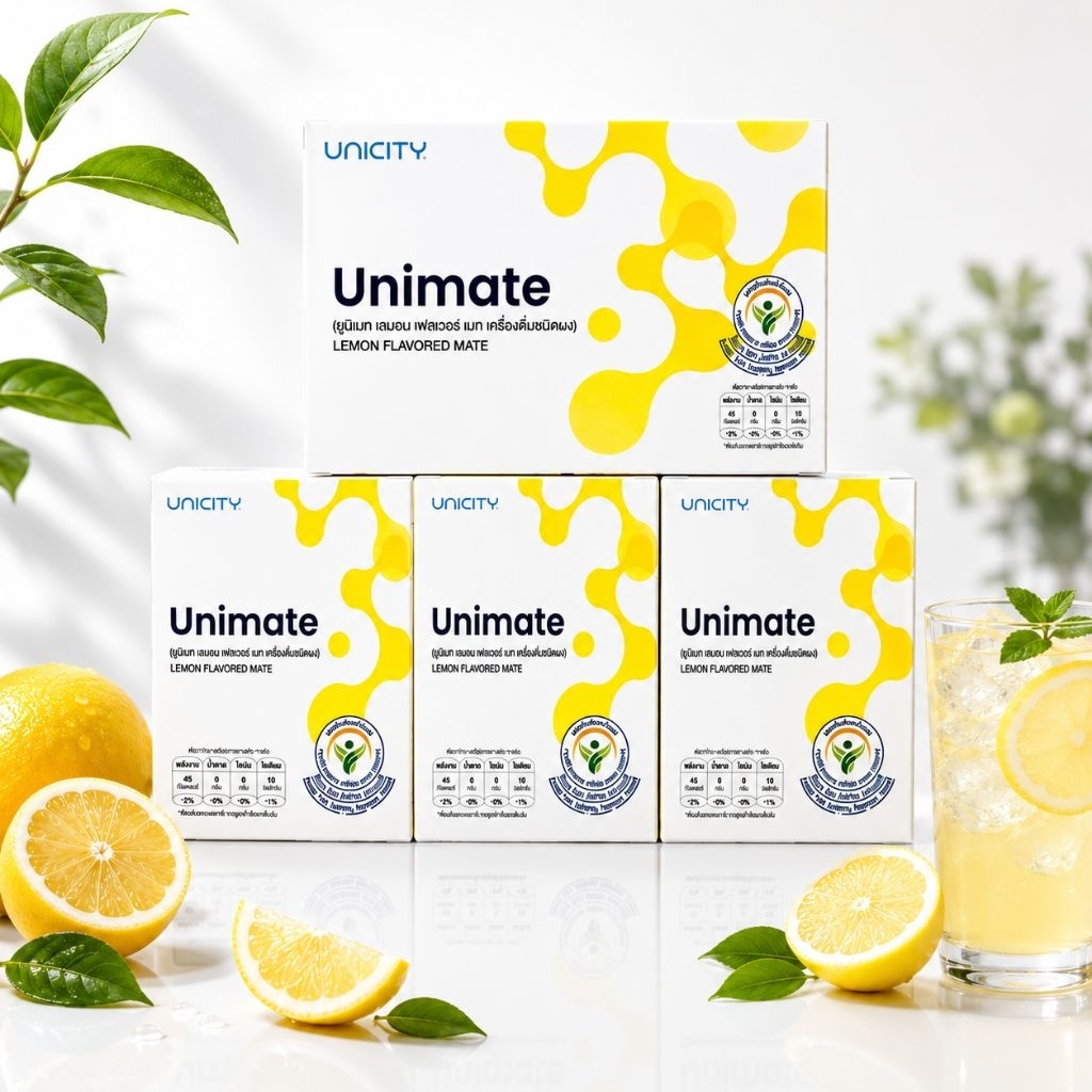 ผลิตภัณฑ์เสริมอาหารมาเต้เลมอน/unimate lemon/1 กล่ง 30 ซอง