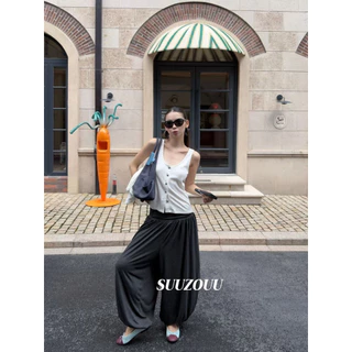 ส่งด่วน 🛵 26T520 2 ชิ้น เสื้อสายเดี่ยวแต่งกระดุม มาพร้อมเสื้อคลุมตัวสั้นคอปก กระดุมหน้าเพิ่มความเก๋ mmfish