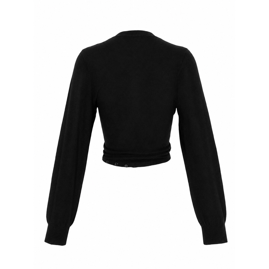 Alexander Wang Split Hem Wool Cardigan สีดำ Size M เสื้อคาร์ดิแกนขนแกะแท้ 100% Cropped Knit Logo Woo