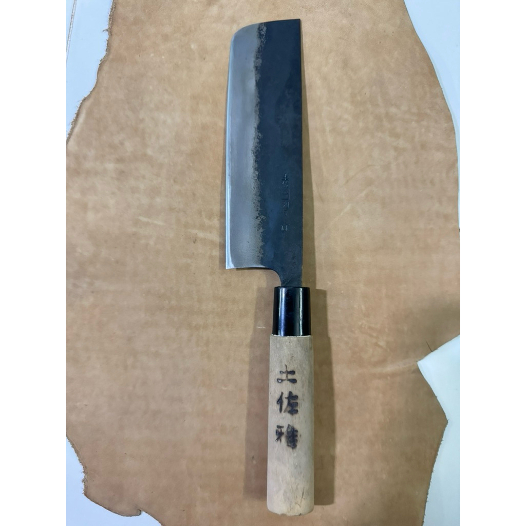 มีด Nakiri มีดญี่ปุ่น บลูสตีล เหล็กคาร์บอน Aogami 青鋼 (Aogami / Blue Steel) ผิว Kurouchi