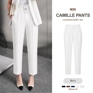 Merxi.brand - Camille Pants กางเกงทำงานผู้หญิงกระบอกเล็ก 7ส่วน สไตล์เกาหลี เอวสูง เรียบหรู ใส่ทำงาน/ใส่เที่ยว [พร้อมส่ง]
