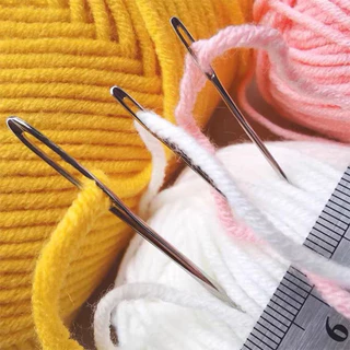 เข็มถักครอสติส แฮนด์เมด 9pcs DIY เครื่องมือ บิ๊กอาย เข็ม สแตนเลส เย็บปักถักร้อย เข็มเย็บผ้า