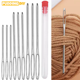 เข็มถักครอสติส แฮนด์เมด 9pcs DIY เครื่องมือ บิ๊กอาย เข็ม สแตนเลส เย็บปักถักร้อย เข็มเย็บผ้า