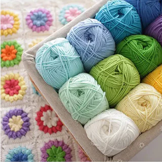 4ply ไหมพรมคอตตอนนม 86สี น้ำหนัก 50g ไหมเนื้อเนียนนุ่มไม่ระคายผิว ถักง่าย ถักโครเชต์ พร้อมส่งจากไทย