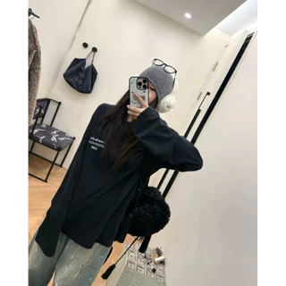 BY IRA (2515) Acne Pocket Top เสื้อแขนยาวสกรีนตัวอักษรด้านหน้า ใส่ลำลอง เนื้อผ้านิ่ม