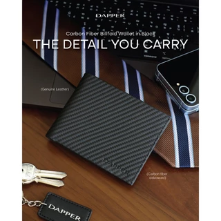 DAPPER กระเป๋าสตางค์ Carbon Fiber Billfold Wallet หนังแท้ สีดำ (BWM/BK/1103CB18)
