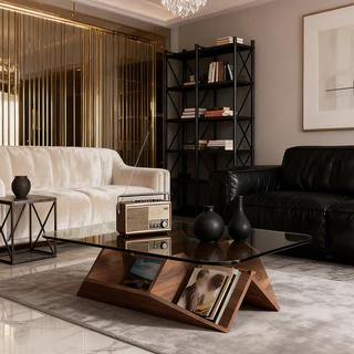 🔥พร้อมส่ง🔥โต๊ะกลาง ความหนา coffee table โต๊ะกลางโซฟา กระจกนิรภัย แข็งแรงและทนทาน ติดตั้งง่าย J