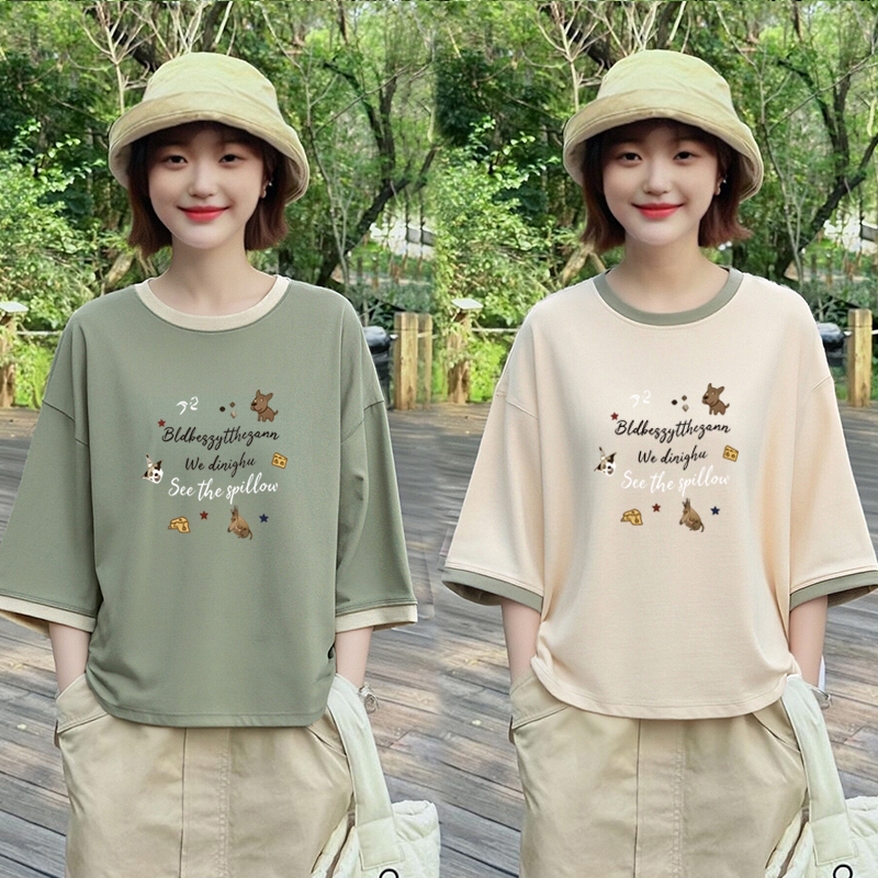 เสื้อครอปน่ารักสไตล์มินิมอลสไตล์เกาหลี สีพื้น oversize เสื้อผ้าสาวอวบไซส์ใหญ่ เสื้อยืดสวยๆผู้หญิงฤดูร้อนแฟชั่นมาใหม่ 3XL