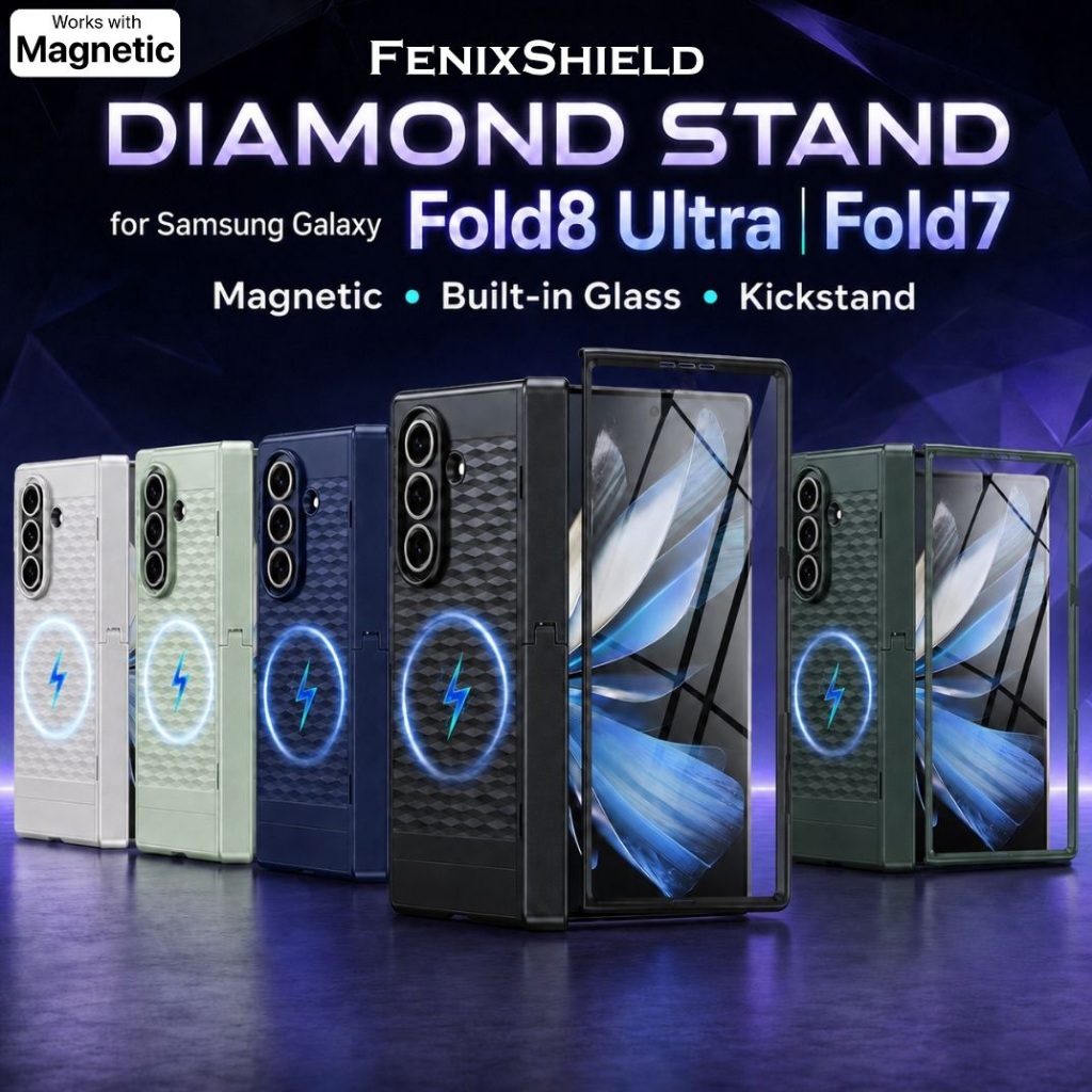 เคส พร้อมฟิล์มกระจก FenixShield Diamond Stand สำหรับ Samsung Galaxy Z Fold8 Ultra / Fold7