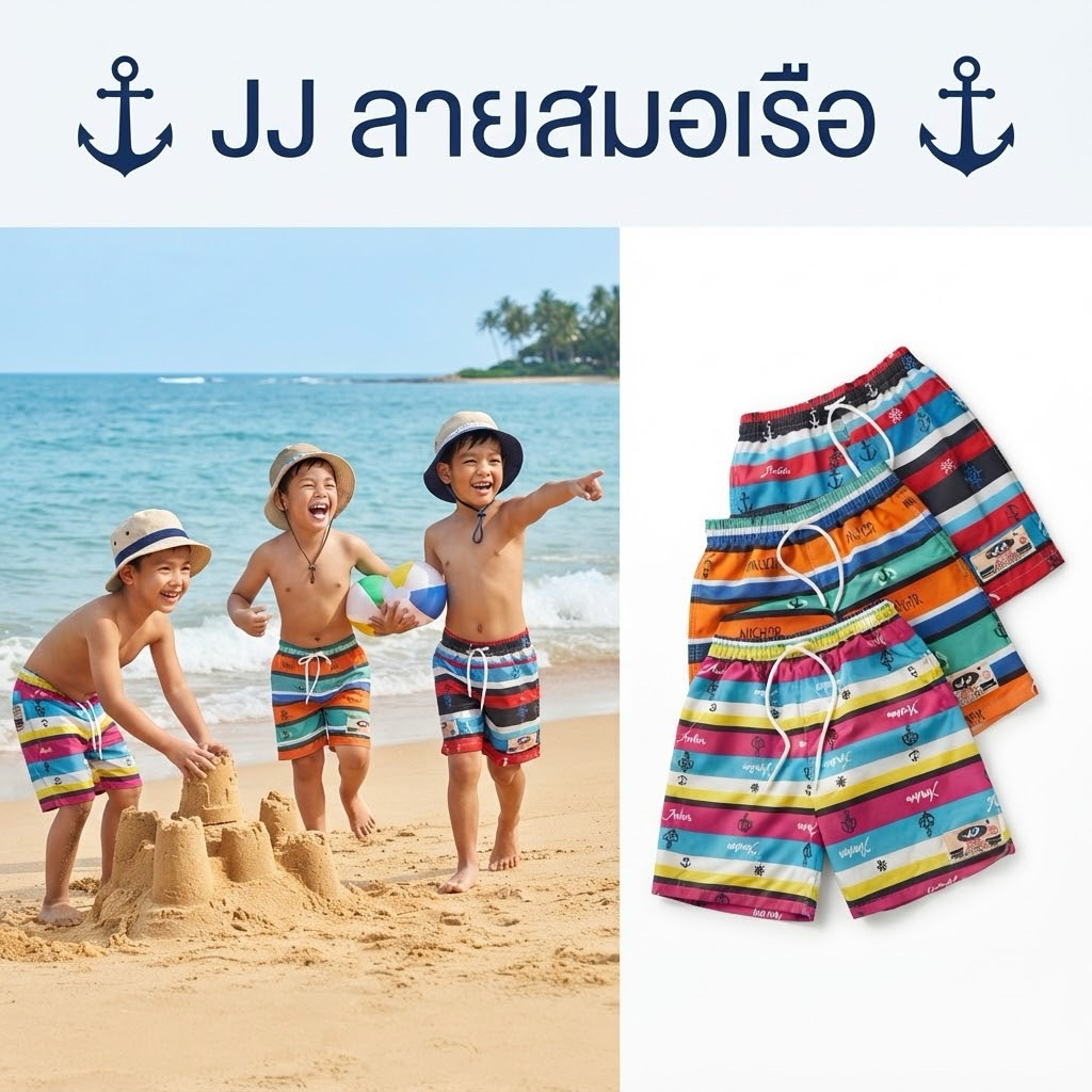 กางเกง JJ ลายสมอเรือ เด็กชายใส่เท่ งานดี ราคาโดน! ผ้าคอตตอนใส่สบาย ไม่ระคายเคือง