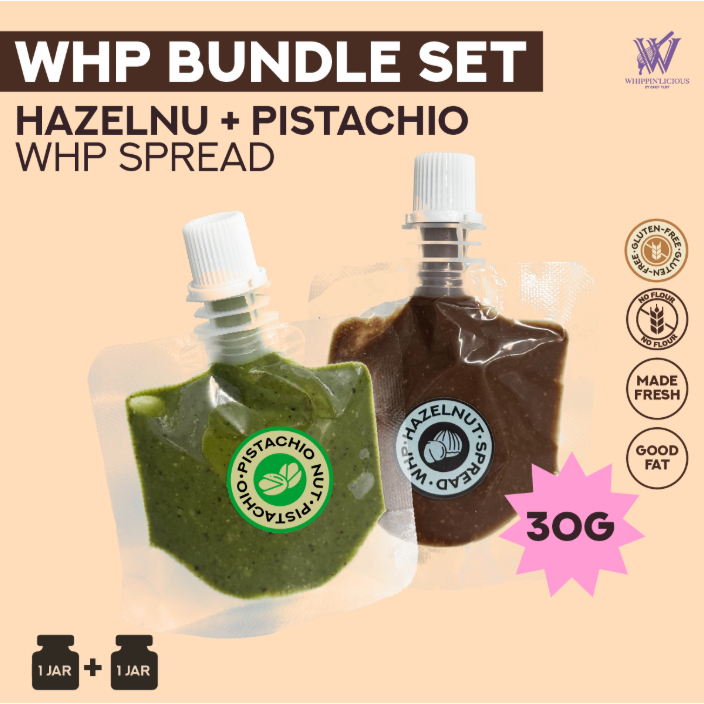 (ซื้อคู่ Spread ถุงเล็ก) Whippinlicious Pistachio + Hazelnut ถุงละ 30 กรัม