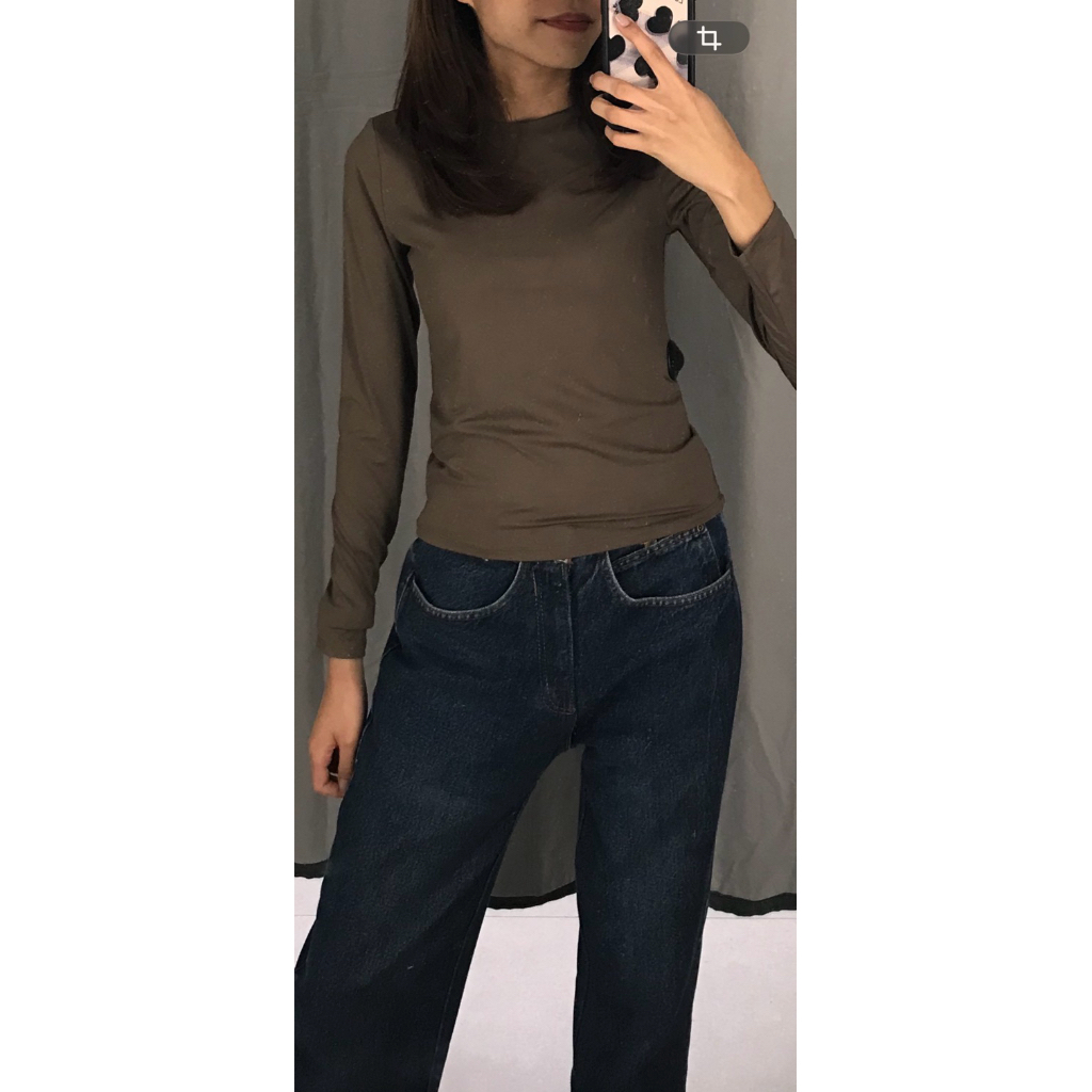 เสื้อแขนยาวผ้ามันสีน้ำตาล H&M 160/88A