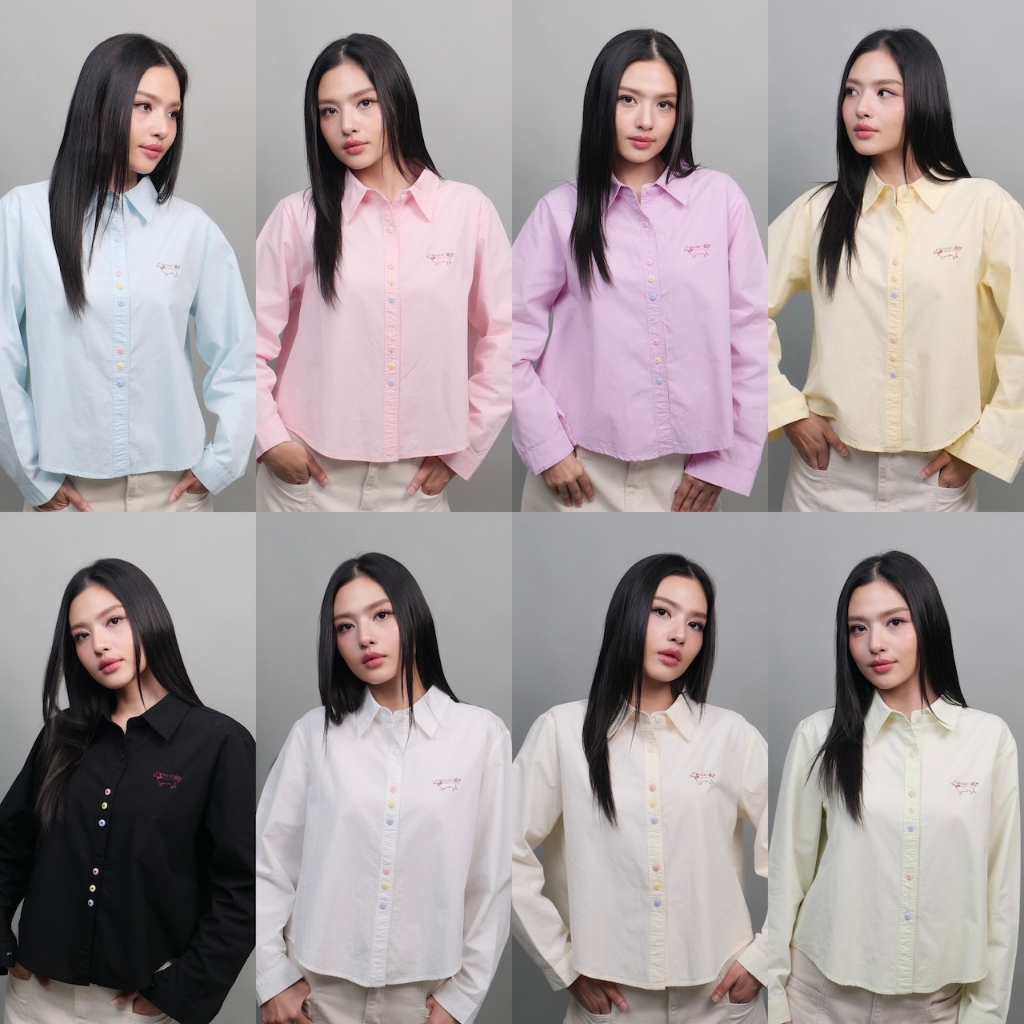 GRACE & CO. เสื้อเชิ๊ตCropกระดุม Candy ผ้าคอตตอน ฟอกนุ่ม