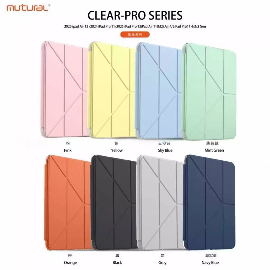 MUTURAL Clear Pro เคสไอแพด Gen10/11 iPad Pro11 / Air 8 M4 / Air 7 / Air 6 / Air 4/5เคสฝาพับแกน Y เคสกันกระแทก เคสใส