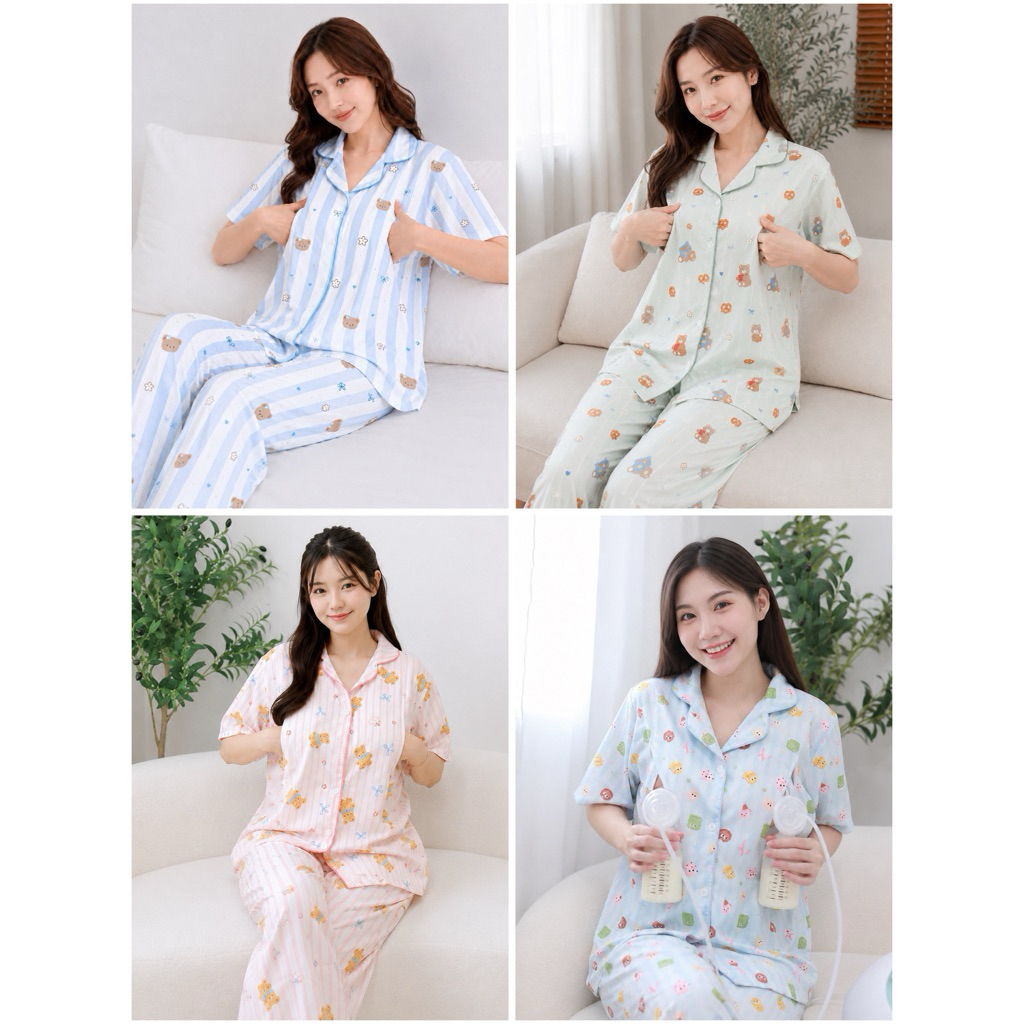 ชุดนอนให้นม - Hugaboo (รวมลาย) ผ้าItalian Silk