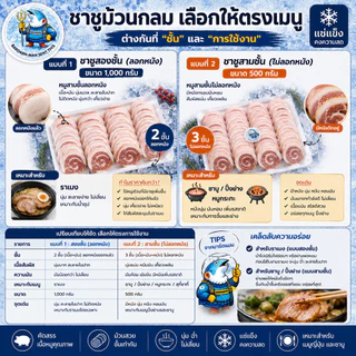 ชาชู ม้วนสไลด์กลม หมูนุ่มๆ แทรกมันกำลังพอดี ม้วนสไลด์กลม ติดหนังและไม่ติดหนัง ขนาด 500/1000 กรัม