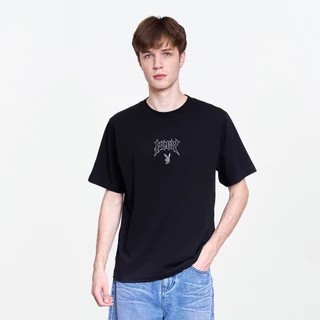 PLAYBOY 08PB เสื้อยืด เสื้อผ้าผู้ชาย/เสื้อ/เสื้อยืดสีดำ รุ่น P1MT265TB115BK