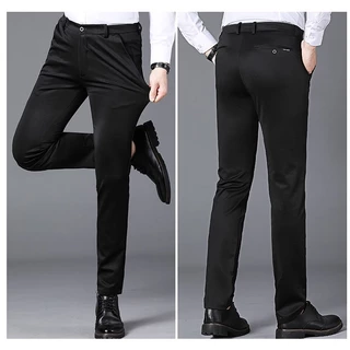 Ready Stock Mens Black Slacks Business Office อย่างเป็นทางการยืดกางเกงขายาวลําลอง Slimfit