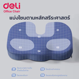 Deli เบาะรองนั่ง เบาะรองเพื่อสุขภาพ ปรับบุคลิก รองรับหลัง ถอดปลอกซักได้ เมมโมรี่โฟมแท้ Cushion