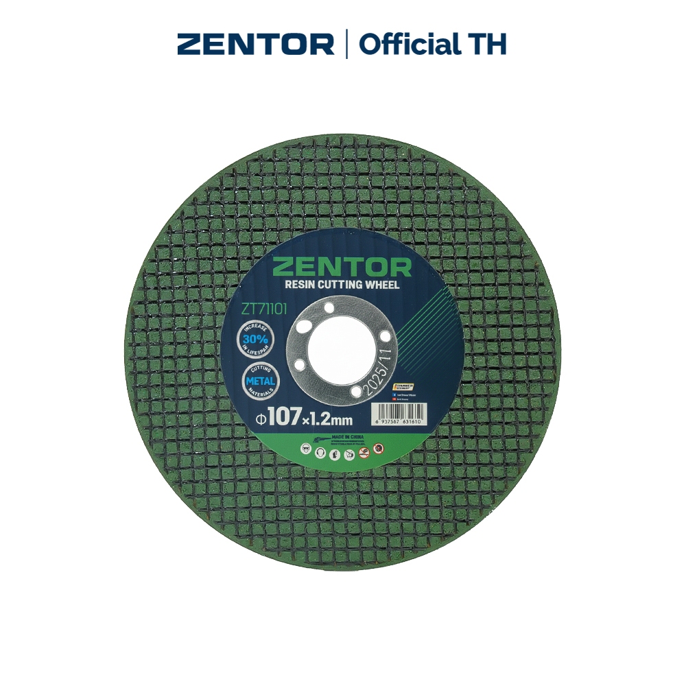 Zentor ใบตัดเหล็กเรซิน ใบตัดเหล็ก ตัดสเเตนเลส ตัดโลหะ ขนาด 107 มม หนา 1.2 มม 5 ชิ้น Resin Cutting