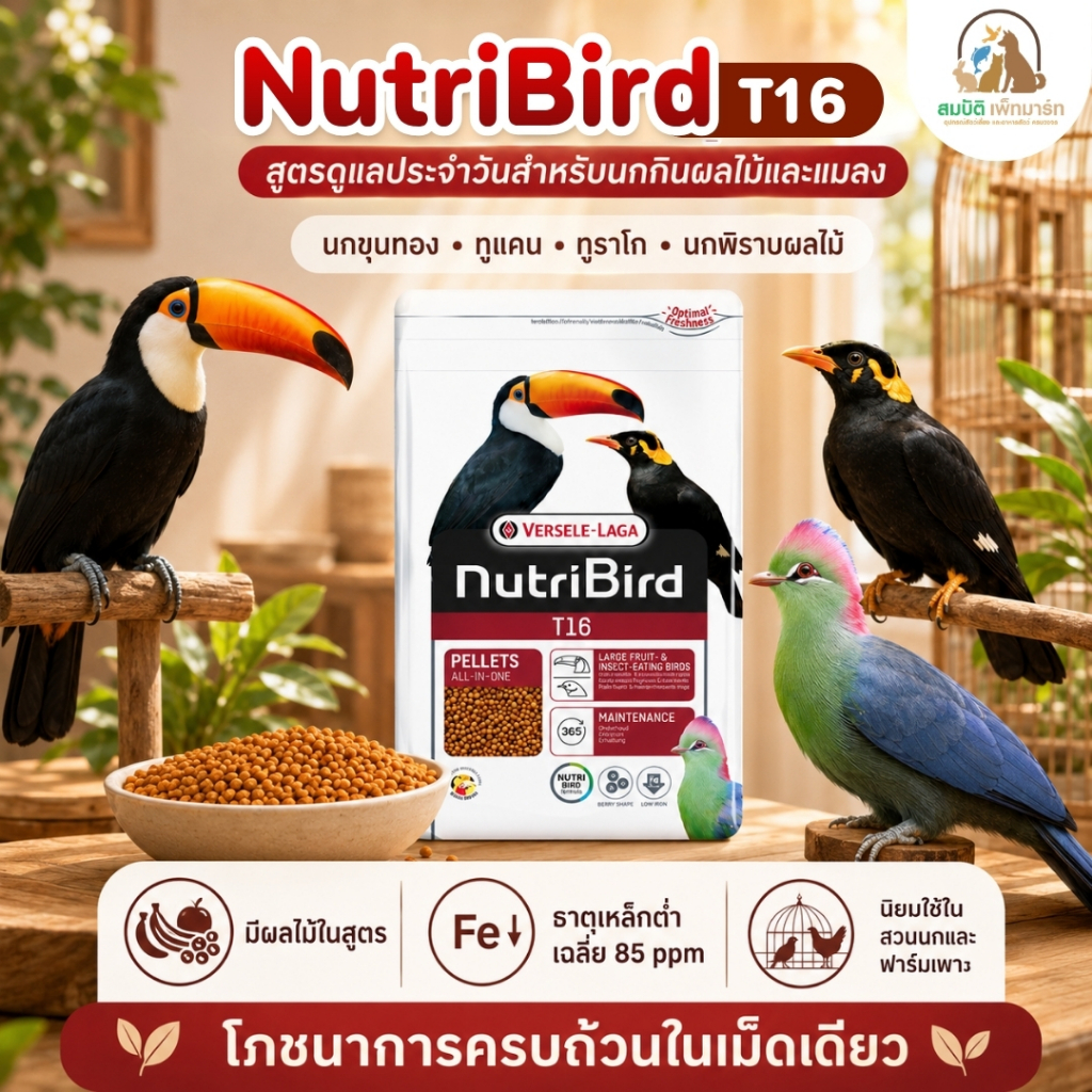 NutriBird T16 อาหารนกเอี้ยง นกขุนทอง 700G.