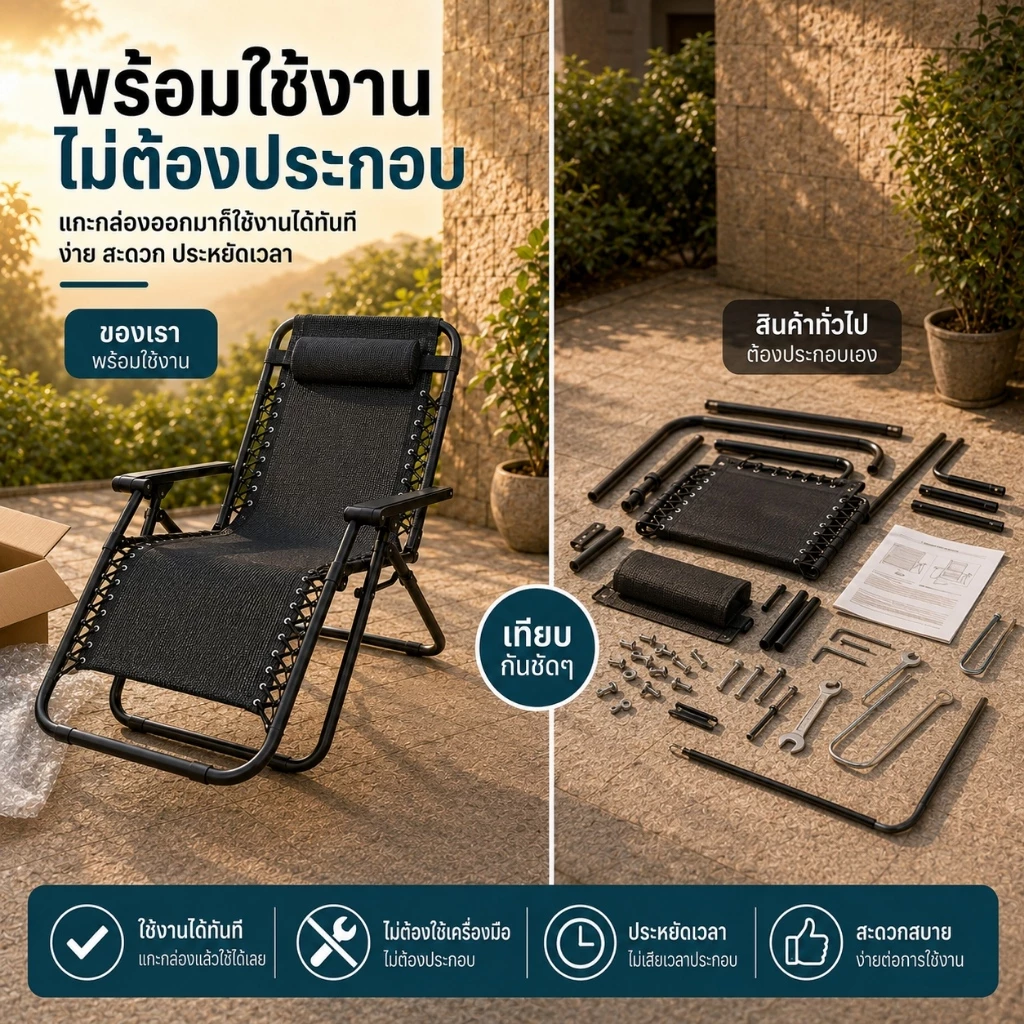 EF เก้าอี้พับแคมป์ปิ้ง ปรับเอนนอนได้ เตียงสนามพกพา thumbnail 9