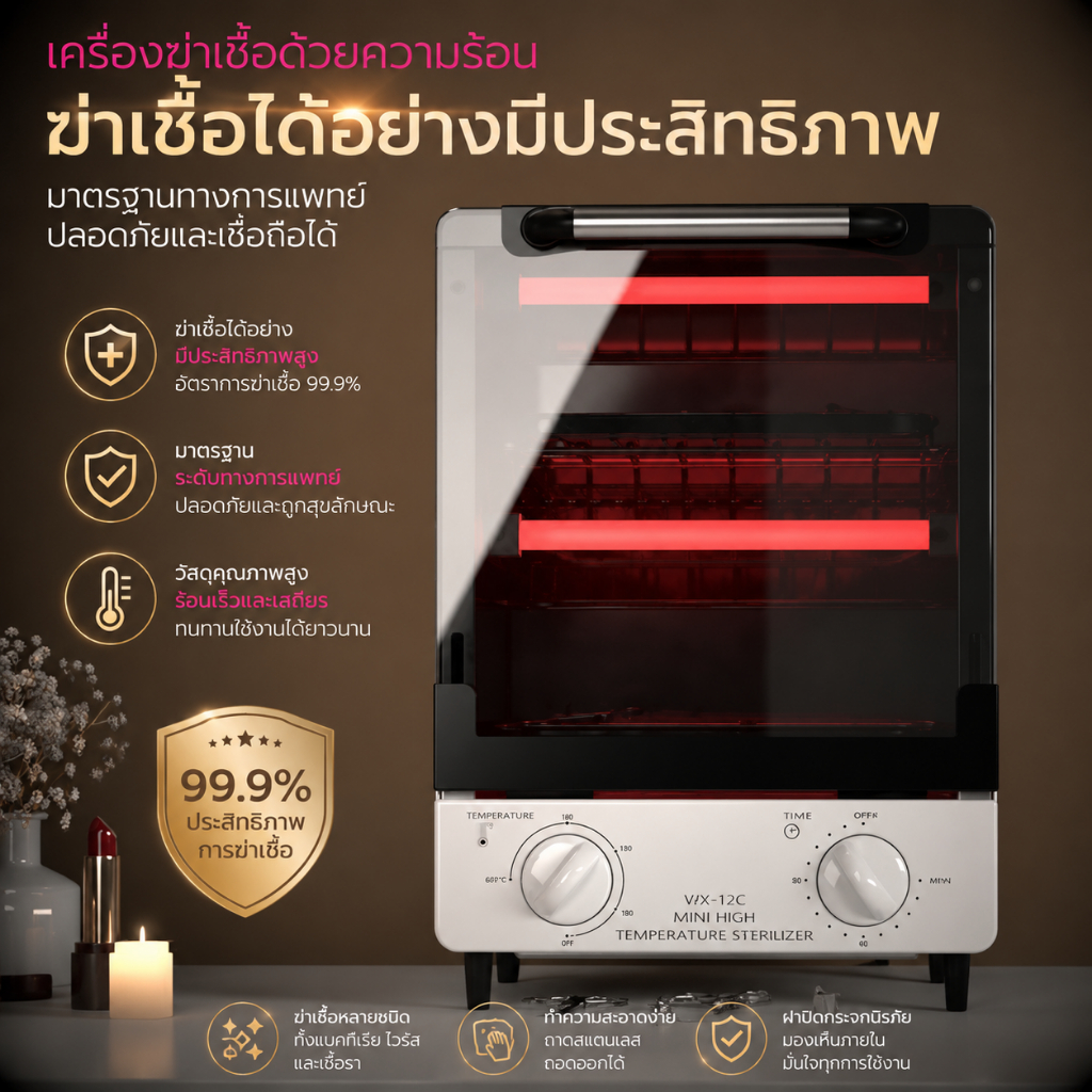 ตู้ฆ่าเชื้อไฟฟ้าความร้อนสูง 2ชั้น ฆ่าเชื้อได้99.9% ปรับ0ถึง250องศา ตั้งเวลาได้ อเนกประสงค์