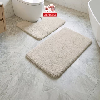 EXPRESS CARPET พรมห้องน้ำ2ชิ้น 45x70cm+ตัวU50x60cm พรมเช็ดเท้าหนานุ่ม+พรมชักโครก มีกันลื่น ซักได้