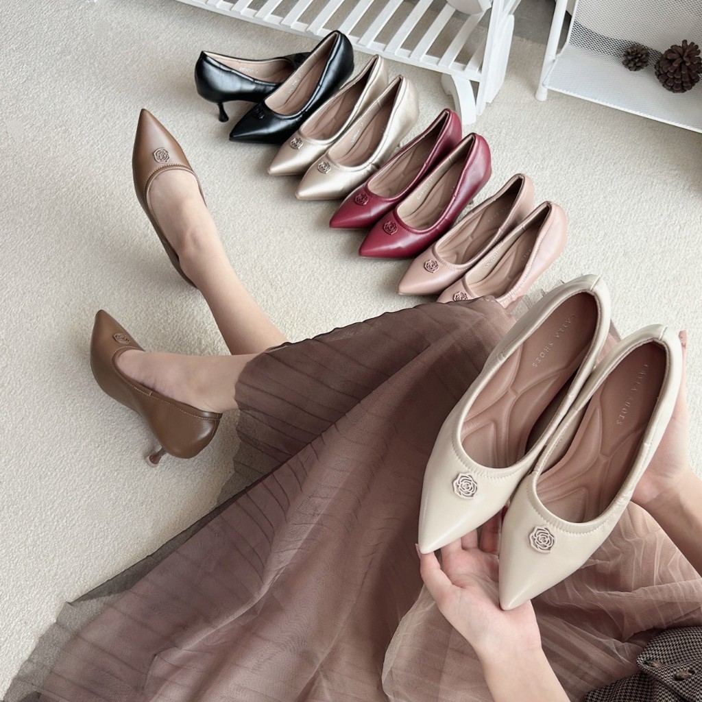 [สินค้าขายดี/พร้อมส่ง]รองเท้าคัทชู ปลายแหลมแต่งอะไหล่High Heels 2นิ้ว รองเท้าKaimooksissy Cs680363