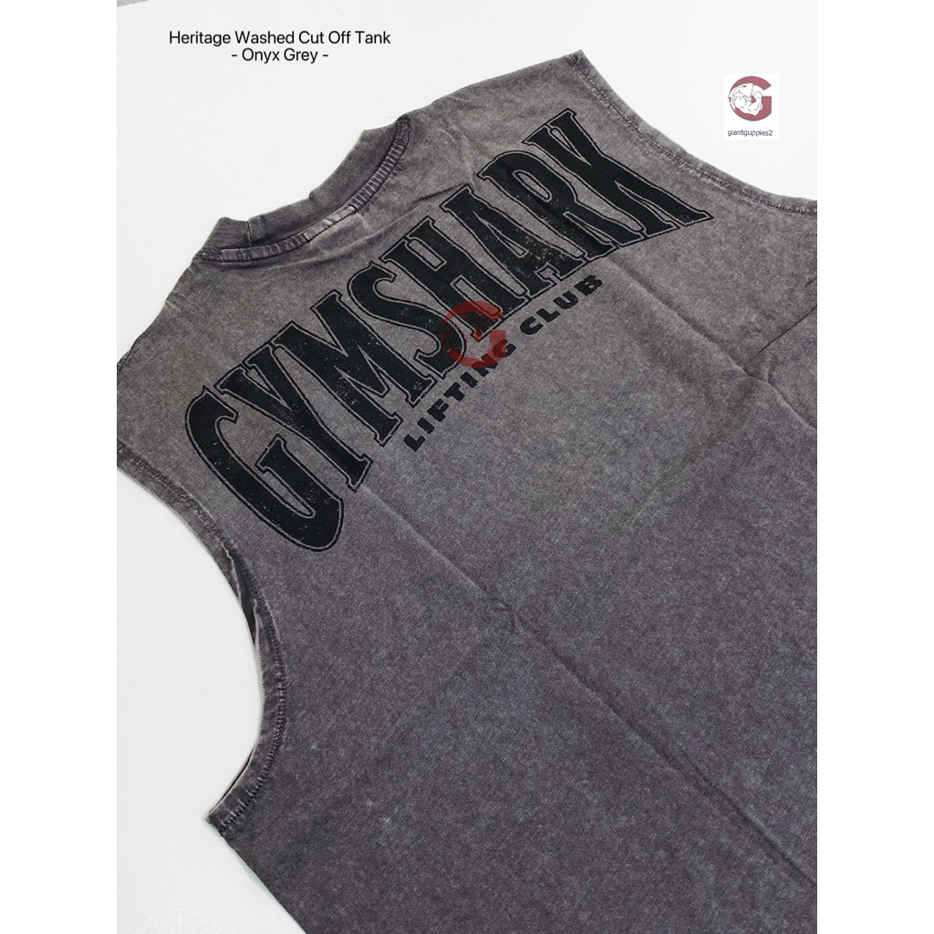 Gymshark ของแท้100% พร้อมส่ง Heritage Washed Cut Off Tank - Onyx Grey