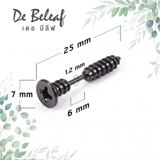 De Beleaf ต่างหูน็อต ตุ้มหูสตั๊ด ก้านหนา 1.2mm จิวสีเงิน/สีดำ แฟชั่นฮิปฮอป สแตนเลสแท้ 316L ผู้ชายแบบเจาะ ส่งจากไทย