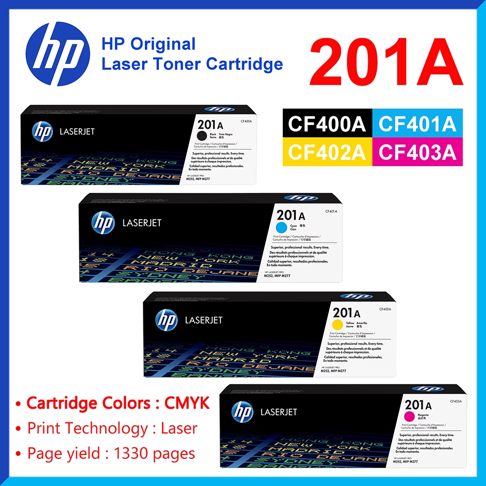 LaserJet Toner HP 201A CMYK โทนเนอร์ 4สี (CF400A/CF401A/CF402A/CF403A) Original LaserJet Toner Cartr