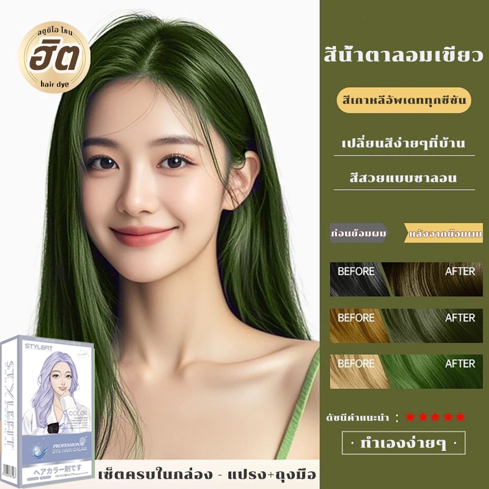 💫STYLE FIT สีย้อมผม ยาย้อมผม สีน้ำตาลเบจ ส่วนผสมจากพืชะส่งฟรี ไม่ต้องฟอก กลิ่นหอมสดชื่