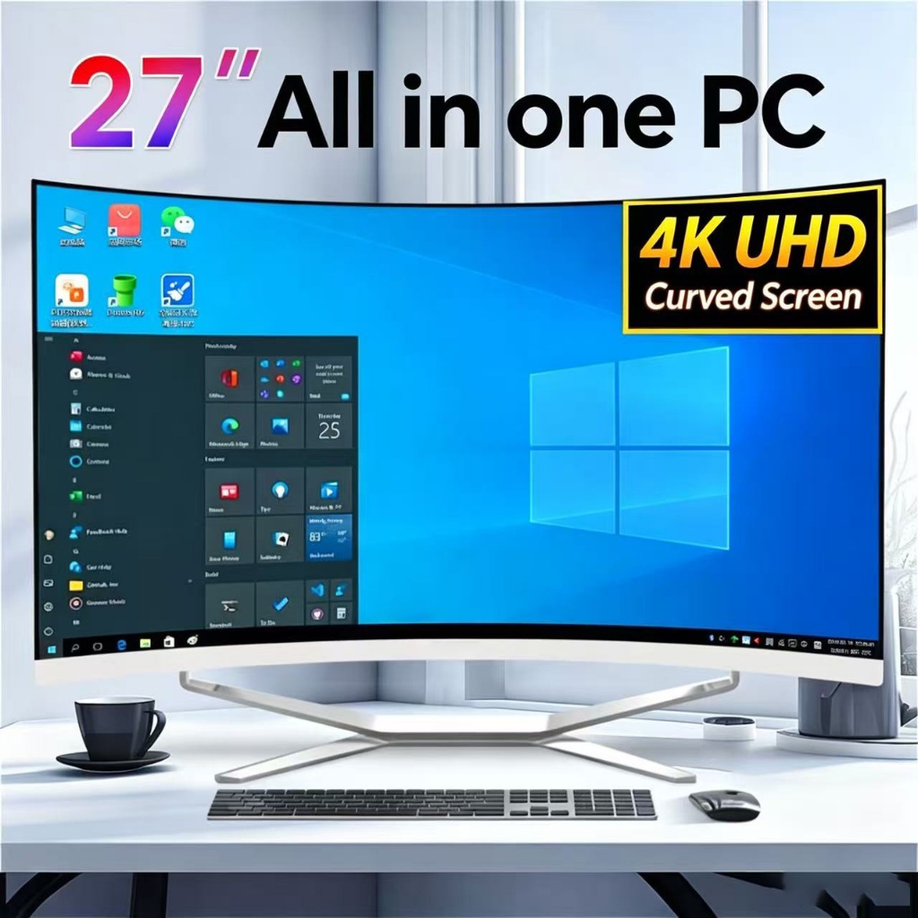 [จัดส่งด่วน] 27 นิ้วใหม่ Intel Core i7-7700HQ All in one-PC， หน้าจอโค้ง UHD ,ฟรีคีย์บอร์ดเมาส์ + ซอฟ