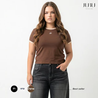 JUBUFASHION เสื้อยืดคอกลมทูโทน เสื้อสาวอวบ T-Shirt ผ้ายูนิโคล ไซส์L/XL อก35-44นิ้ว ส่งด่วน#606