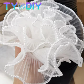 กระดาษห่อช่อดอกไม้ ประดับมุก เส้นด้ายลูกไม้ตาข่าย 4หลา สำหรับงาน DIY งานฝีมือ ประดิษฐ์ดอกไม้