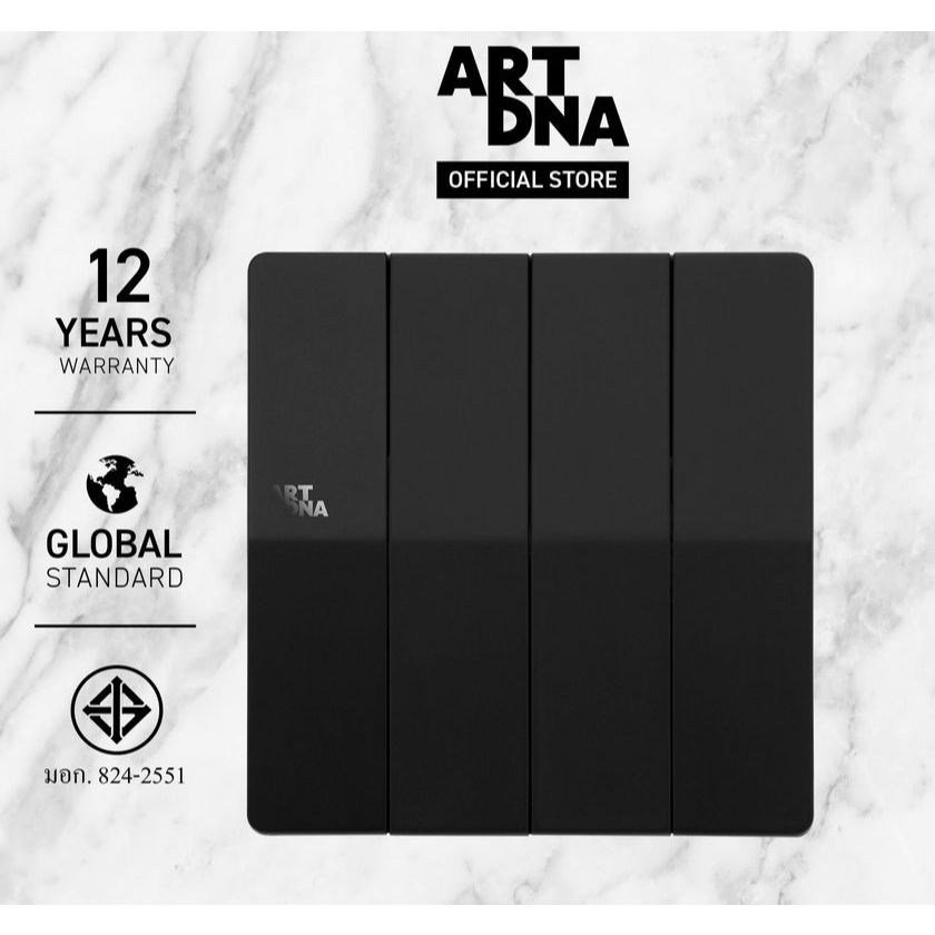 (Clearance Sale) สวิตซ์ไฟ 4ช่อง 1ทาง ART DNA A61-K04A-B ดำ 250V