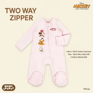 (ส่งด่วน) BabyLovett ชุดนอนเด็กปิดเท้า Mickey Mouse & Friends ซิปคู่ Two-Way Zipper ผ้านุ่มสบาย (0M-2Y)