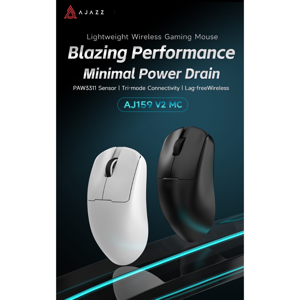 เมาส์เกมมิ่ง Ajazz AJ159 V2 MC Battery Change Tri-Mod PAW3311 Chipset Wireless Mouse รับประกัน 1 ปี