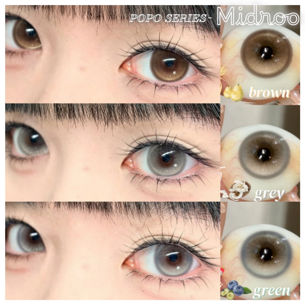 【ผ่าน FDA!!1คู่ลด20฿ 2คู่ลด40฿】Midroo รุ่นพิเศษ คอนแทคเลนส์บิ๊กอาย ฟิวลูกครึ่ง เลนส์ค่าสายตาสั้น PoPo รายเดือนคอนแทคเลน