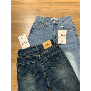 Pura:Code:PR013-PR014 ยีนส์ขาม้าผ้ายืดทรงคลาสสิกซิป YKK งานพรีเมียมแต่งกระเป๋า ดีเทลฟอกไฮไลท์พรางหุ่น ใช้ผ้าทอPremium ยื